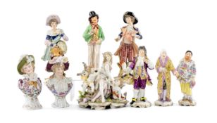 ASSORTED 19TH CENTURY PORCELAIN FIGURES, including Sitzendorf 'La Malade' figure, and two others
