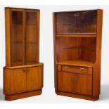TWO MID-CENTURY TEAK CORNER UNITS, one by Turnidge of London, 170 (h) x 65cms (d), the other G-Plan: