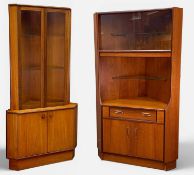 TWO MID-CENTURY TEAK CORNER UNITS, one by Turnidge of London, 170 (h) x 65cms (d), the other G-Plan: