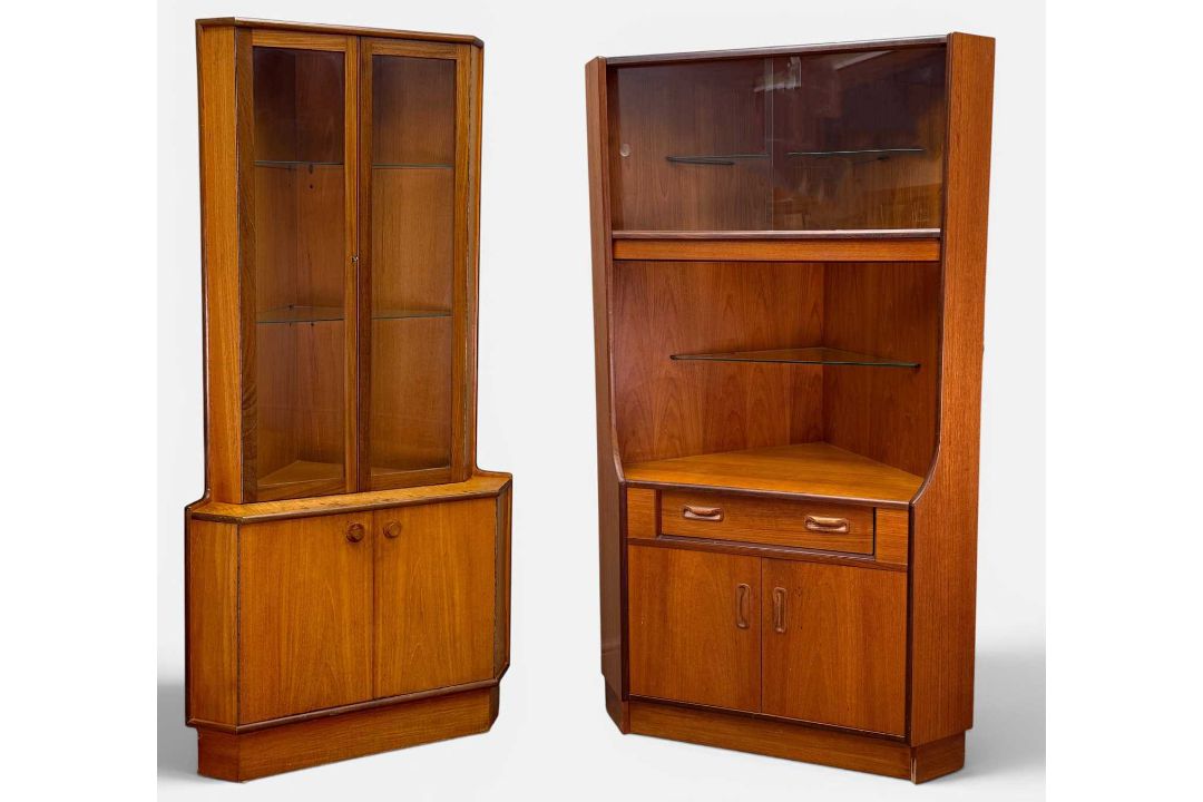 TWO MID-CENTURY TEAK CORNER UNITS, one by Turnidge of London, 170 (h) x 65cms (d), the other G-Plan: - Image 1 of 6