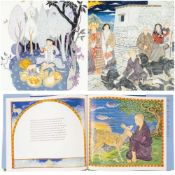 ‡ DANUTA MAYER gouache - illustration of Tenzin with dogs below comet, from the book by Barbara