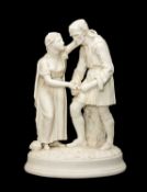 PARIAN PORCELAIN GROUP, entitled 'Evangeline and Benedict' on oval base, 38.5cms (h) Provenance: