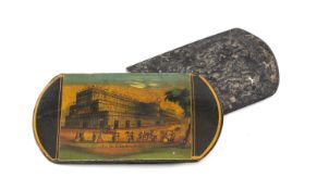 VICTORIAN PAPIER-MÂCHÉ CIGAR CASE in the style of Stobwasser, of curved end rectangular form, one
