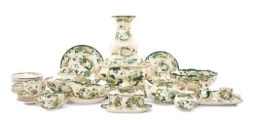 LARGE GROUP OF MASON'S CHARTREUSE IRONSTONE CHINA including 6 dinner plates, 6 breakfast/lunch