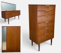 MID-CENTURY FRANK GUILLE FOR AUSTINSUITE TEAK BEDROOM SUITE comprising, dressing table with