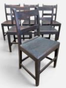 SIX ANTIQUE COUNTRY SIDE CHAIRS, bar back, solid seats (6) Provenance: consigned via West Wales