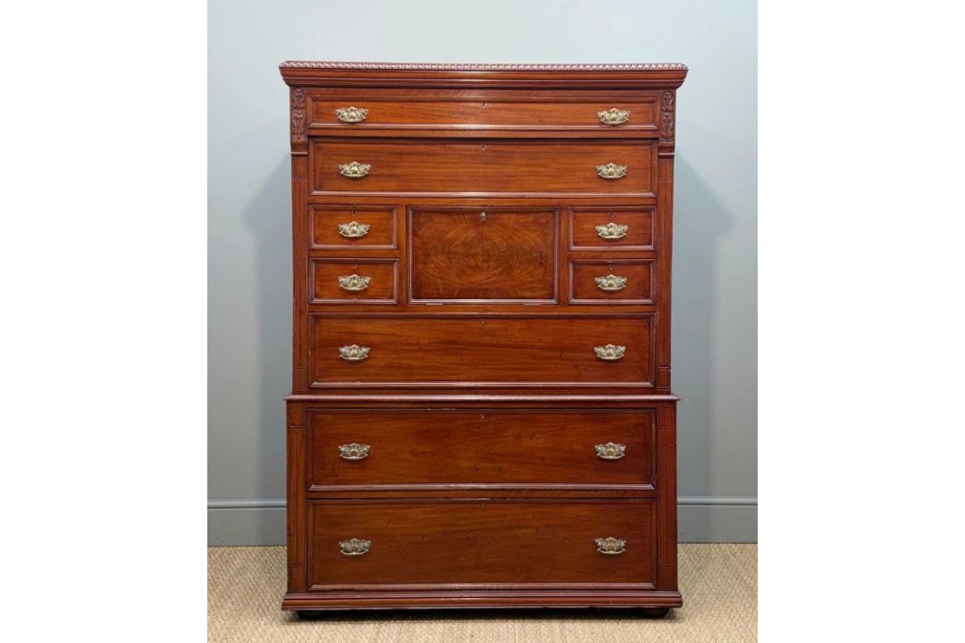 EARLY 20TH CENTURY SCOTTISH STYLE MAHOGANY 'BUREAU' CHEST, upper section with an arrangement of - Image 2 of 5