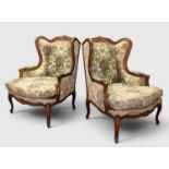 PAIR OF 20TH CENTURY LOUIS XVI STYLE BERGÈRE À OREILLES, 104 (h) x 77cms (w) (2) Provenance: