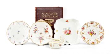 ASSORTED NANTGARW PORCELAIN, comprising milk jug; shell-moulded dessert plate with lobed rim,