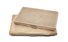 TWO SILVER ENGINE TURNED CIGARETTE CASES, William Neale, Birmingham 1932, Art Deco style with