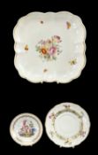 RARE EARLY EXPERIMENTAL SWANSEA PORCELAIN DESSERT DISH, circa 1814-15, of shaped square form, centre