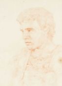 20TH CENTURY SCHOOL red pencil on paper - portrait of Richard Burton as Mark Anthony, unsigned, 19 x