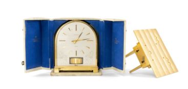 JAEGER-LECOULTRE ATMOS 'BORNE' GILT METAL & BRASS MANTEL CLOCK, silvered dial with gilt baton