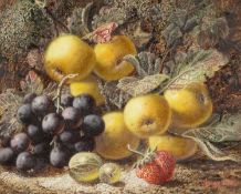 OLIVER CLARE (British 1853-1927) oil on board - still life of fruit in naturalistic background,