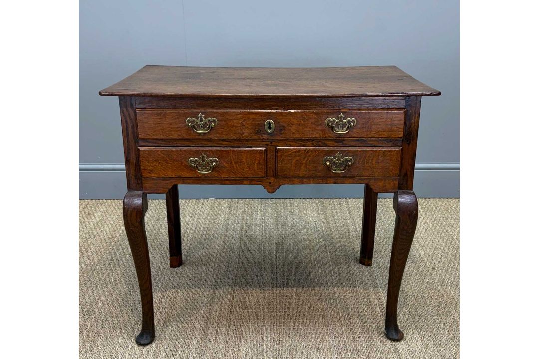 19TH CENTURY OAK LOWBOY, three frieze drawers, front cabriole legs, pad feet, 70 (h) x 80 (w) x - Image 2 of 4