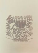 ‡ PAUL PETER PIECH (American-Welsh 1920-1996) linocut - quote written in German from American