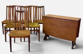 MID-CENTURY G-PLAN TEAK DROP LEAF TABLE, 72 (h) x 91 (w) x 31cms (d) (each leaf +53cms), together