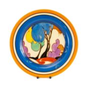 CLARICE CLIFF 'BLUE AUTUMN' PATTERN DISH, printed 'Bizarre' and 'Fantasque' Newport Pottery marks,