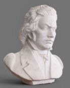 LARGE CARVED MARBLE BUST OF LUDWIG VAN BEETHOVEN, unsigned, 61cms (h) Provenance: private collection