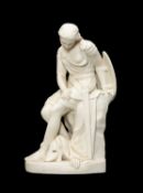 PARIAN PORCELAIN FIGURE OF 'CLORINDA', after the model by John Bell, probably Minton, seated resting