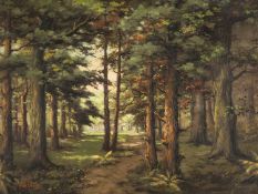 ‡ HUIB COZIJN (Dutch 1942-2020) oil on canvas - woodland landscape, signed, 60 x 80cms Provenance: