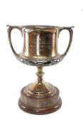 LARGE EDWARD VII SILVER TROPHY CUP, George Howson, London 1910, on pedestal base with silver sleeve,
