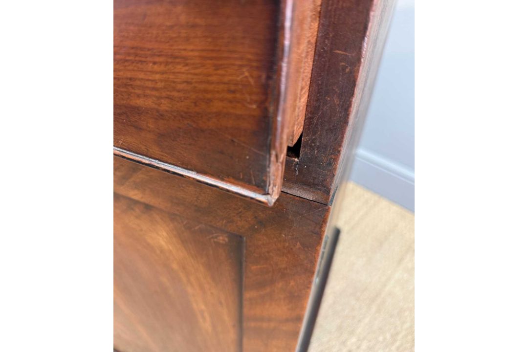 UNUSUAL ANTIQUE MAHOGANY SECRETAIRE CABINET, drop-front writing desk, fitted interior, lower - Image 8 of 13