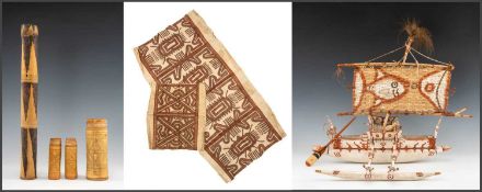 COLLECTION OF PAPUAN ARTEFACTS, comprising FOUR BAMBOO CONTAINERS, three short lime containers and