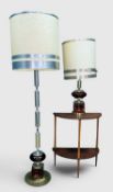 RETRO STYLE STANDARD & TABLE LAMP, 161cms & 78cms (h) (base to top of shade) (2) Provenance: