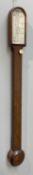 MID-19TH CENTURY ROSEWOOD STICK BAROMETER, W. & T.C. Heath, Devonport, silvered vernier scale with
