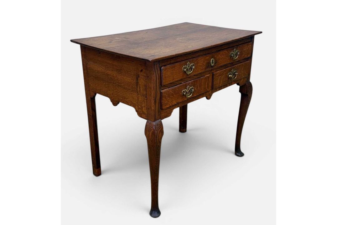 19TH CENTURY OAK LOWBOY, three frieze drawers, front cabriole legs, pad feet, 70 (h) x 80 (w) x - Image 1 of 4