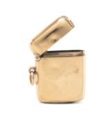 VICTORIAN 9CT GOLD VESTA CASE, William Norton, Chester 1899, plain rectangular cushion form with