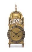 20TH CENTURY REPRODUCTION LANTERN CLOCK, traditional form fitted with German two-train movement