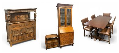 OLD CHARM DINING ROOM FURNITURE, comprising court cupboard, 138 (h) x 120 (w) x 48cms (d);
