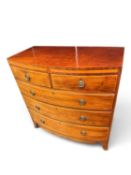 MAHOGANY BOWFRONT CHEST OF DRAWERS, 19th century, 106 (h) x 106 (w) x 54cms (d) Provenance: deceased