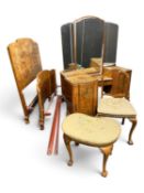 QUALITY BURR WALNUT PART BEDROOM SUITE, en suite to the Lot 13 and 14, comprising twin-pedestal