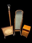 WARING & GILLOW ART DECO MAHOGANY POT CUPBOARD, 75 (h) x 38 (w) x 33cms (d); mahogany cheval mirror,