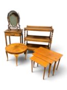 ASSORTED FURNITURE INCLUDING GEORGE V OAK BARLEY-TWIST TEA TROLLEY, 90 (h) x 77 (w) x 41cms (d); oak