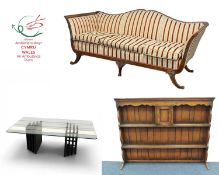 CHARITY LOT TO BENEFIT WALES AIR AMBULANCE to include GEORGIAN STYLE MAHOGANY FRAMED SOFA having
