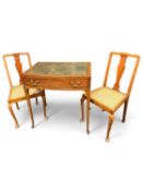 GEORGE V MAHOGANY LADIES' BOWFRONT WRITING TABLE with leather inset top, 75 (h) x 71 (w) x 48cms (