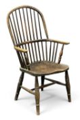 VICTORIAN ASH & ELM HIGH-BACK WINDSOR CHAIR, 98cms (h) Provenance: deceased estate Cheshire