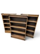 THREE OAK SECTIONAL OPEN BOOKCASES, each 137 (h) x 88 (w) x 27cms (d) Provenance: deceased estate