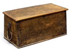 19TH CENTURY CAMPHOR WOOD CHEST with rope handles, 43 (h) x 93 (w) x 46cms (d) Provenance: private