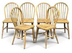 MATCHED SET OF SIX ELM & BEECH HOOP-BACK KITCHEN CHAIRS, comprising four and two similar Provenance: