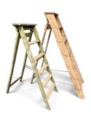 TWO SETS OF TRADITIONAL WOODEN STEP LADDERS, tallest 187cms (h) Provenance: deceased estate