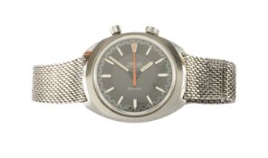 OMEGA GENÈVE CHRONOSTOP BRACELET WATCH, anthracite grey dial with polished baton markers, red centre