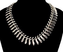 GEORG JENSEN SILVER FRINGE NECKLACE designed by Bent Gabrielsen, numbered 115, formed as articulated