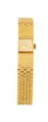 9CT GOLD JEAN RENET LADIES' BRACELET WATCH, small square champagne dial applied with baton