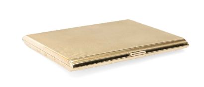 9CT GOLD CIGARETTE CASE, Birmingham 1932, engine-turned decoration throughout, interior with