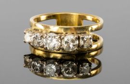 DIAMOND FIVE-STONE RING, stones totalling approx. 1ct, estimated colour K/L and I2 clarity, claw